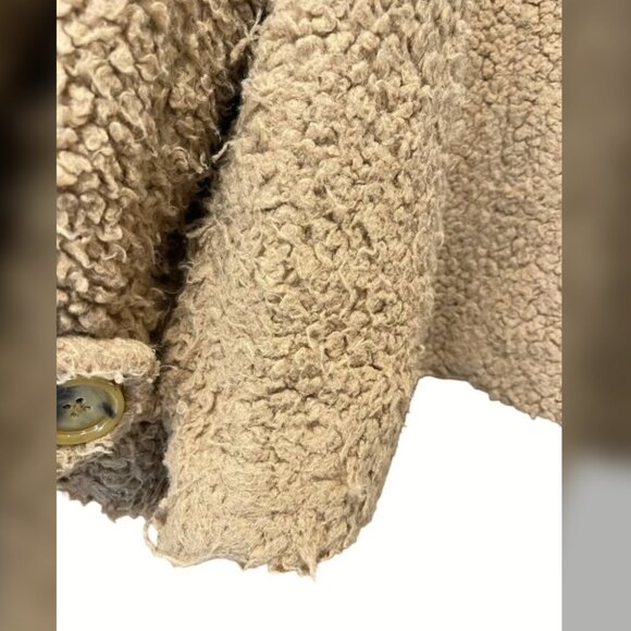 Free People Teddy Faux Shearling Sherpa Peacoat in Camel Women’s size Large - Picture 8 of 8